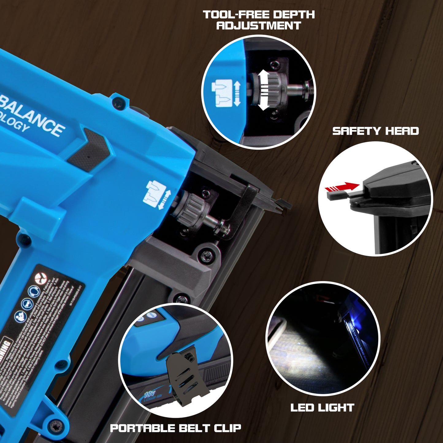 Ti18-p635D Pin Nailer 23 Gauge Cordless, Nail Gun Battery Powered, 4000 Nails per Charge, Brad Nailer Drives 5/8" to 1-3/8" Nails