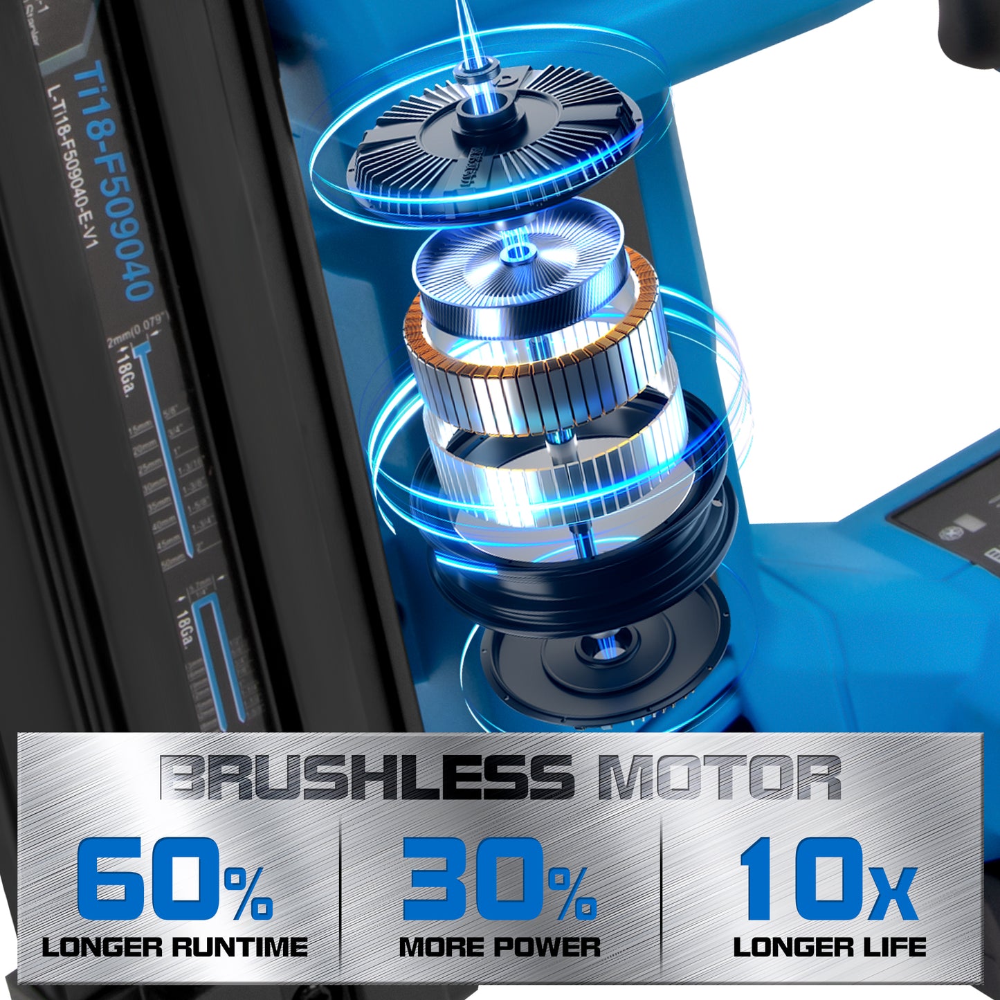 TIQTAK Ti18-F509040 Cordless Brad Nailer with Battery, 2-In-1 Electric Nail Gun/Staple Gun Drives 1600 Nails per Charge, 18 Gauge 5/8’’ to 2’’ Nails and 1/2’’ to 1-5/8’’ Staples